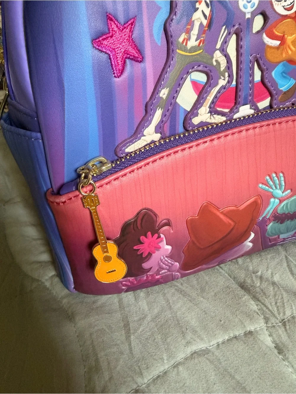 Purple Mini loungefly COCO Backpack with Sugar Skull Lining